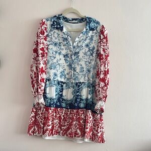 Alice + Olivia Red and Blue Floral Dress